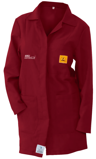 ESD Lab Coat 1/2 Length ESD Smock Burgundy Female XS Antistatic Clothing ESD Garment